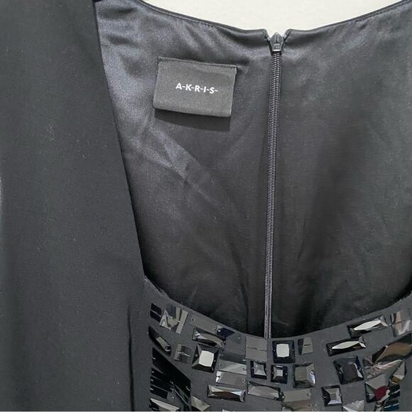 AKRIS Black Dress Size 16 Square Neck Knee Length Stud Embellishments MSRP $2500 - Picture 12 of 13